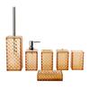 Fabricantes de capa de bambu de diamante de plástico para banheiro, atacado, lavagem de cinco peças, copo de gargarejo para banheiro, conjunto de cinco peças para copo de dente