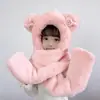Sombrero Bufanda Guantes de Oreja de Oso Tridimensional Estilo Coreano Juego de Tres Piezas para Mujer Invierno Engrosado Cálido Sombrero para Padres e Hijos