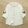 Camisa de Verano de Doble Capa de Gasa de Algodón Manga Corta para Mujer Holgada Versátil Estilo Coreano Bordado Suave Algodón Puro Camisa de Media Manga