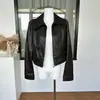 "Chaqueta de Piel de Vaca Pequeña" Chaqueta de Cuero de Alta Calidad para Mujer para Otoño, Abrigo Corto Vintage a la Moda en Negro y Marrón por Ye Hong Apparel
