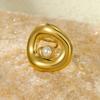 Nuevo Estilo de Celebridad de Internet Transfronterizo Estilo Similar Ins Anillo de Acero de Titanio Chapado en Oro de 18K Geométrico con Incrustaciones de Piedra Natural Acero Inoxidable