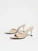 Zapatos de Tacón Alto para Mujer para Primavera y Verano, Punta Fina, Tacón Delgado, Mules de Una Correa, Modernos, Versátiles, Elegantes Sandalias de Tacón Alto