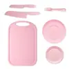 Venta al por mayor Spot Cuchillo de plástico de cocina para jardín de infantes Plato de frutas Cuchillo de frutas Cuchillo y tenedor para suplementos alimenticios Herramientas Juego de cuchillos para cortar verduras para bebés
