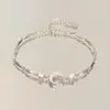 Pulseira Tátil Refrescante Estrela e Lua Trituradas para Mulheres, Luxo Leve, Estilo Nicho, Joia Simples, Única, Versátil para Melhores Amigas
