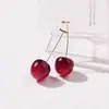Pendientes Únicos de Frutas Estilo Francés con un Toque de Lujo Ligero y Gama Alta, Pendientes de Cereza con Adornos de Resina de Cereza Estrellada