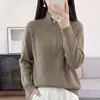 Suéter de algodón 100% con media cremallera para mujer, nuevo estilo otoño/invierno 2026, top de punto con cuello, suéter grueso