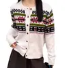 Cardigã de tricô com gola redonda, jacquard de floco de neve e pelo de guaxinim para mulheres, nova coleção outono/inverno 2026, suéter de manga longa retrô, peça de outer wear