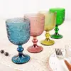 Copa de Vino de Vidrio de Color en Relieve, Vaso para Jugos, Copa de Vino, Copa de Cáliz, Copa de Vino Engrosada, Copa de Champaña, Lujo Ligero Retro