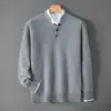 Suéter de Invierno para Hombre de Lana Pura Cuello Redondo Engrosado con Botones Pulóver Capa Base Tejido Casual Holgado Capa Base