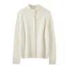 Cárdigan de cachemira con cuello alto, nuevo modelo otoño e invierno 2026, camisa básica de botones para mujer, estilo elegante, color liso, abrigo holgado y favorecedor