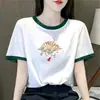 Camiseta de Manga Corta de Moda para Mujer, Estilo Veraniego Nuevo, Holgada Casual, Rejuvenecedora, Adelgazante, Descuento de Comercio Exterior Transfronterizo
