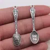 10x 49mm 1.8g prata antiga DIY liga de zinco acessórios de joias estilo de vida pingente de colher vintage