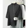 Nova Chegada de Outono 100kg Elegante e Fashionável Tamanho Plus Gola Alta Meia Manga Curta com Lantejoulas Blusa Top para Meninas Plus Size 0700