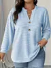 Venta Caliente de Amazon 2025 Estilo Nuevo Transfronterizo Patrón de Piña Moda Botón Camiseta Rayas Top Casual Talla Grande Ropa para Mujer