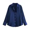Venta al por mayor de Ropa Femenina Transfronteriza Europea y Americana, Camisas de Seda Multicolores con Textura Satinada, Elegantes y Versátiles