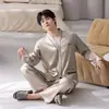 Pijama masculino, nova coleção outono/inverno 2026, de manga longa, tecido de seda gelada, tamanho grande, conjunto confortável para ficar em casa, adequado para usar fora