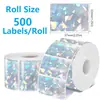 Papel para etiqueta térmica a laser redondo transfronteiriço 2 pol/400 folhas autoadesivo prata holográfico papel para impressão térmica a laser
