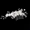 Peine Dorado con Hojas Europeas y Americanas Tocado Corona de Novia Hecha a Mano Tocado Peine de Flores Accesorios para el Cabello Joyería de Novia
