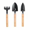 Conjunto de jardinagem de três peças: ferramentas de jardinagem para cultivar vegetais, plantio em vasos, cavar, cultivo de flores de jardim, revolver a terra, pá pequena de ferro, afofar a terra de vasos de flores internas