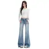 Naranja joven # Diseño único de cintura asimétrica, jeans ligeramente acampanados para mujer, corte ajustado, elásticos, elegantes y versátiles pantalones acampanados