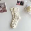 Meias Jk bege de cano médio para mulheres, finas para primavera e verão, fofas, versáteis, cor sólida, simples, estilo faculdade, respiráveis, meias de renda para meninas