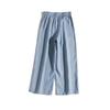 Ropa de Trabajo Estilo Japonés Simple Suministrada por el Cliente Lino Puro Semi-Elástico Cintura Alta Estilo Bosque Literario Cómodo Holgado Casual Pantalones de Lino Pierna Ancha