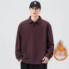 Camisa polo de peso pesado estilo americano para hombre, nueva colección otoño/invierno 2026, camisa polo de manga larga de corte holgado a la moda, capa base de color liso
