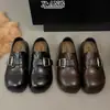 Zapatos Mary Jane redondos de cuero genuino estilo retro, para mujer, con suela gruesa, que aumentan la altura, zapatos de cuero estilo Birkenstock, versátiles para uso casual y de mocasín.