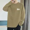 Camiseta de Algodón Puro de Peso Pesado de 260g para Hombre, Camiseta Interior de Manga Larga con Estampado de Letras de Moda