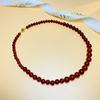 Cadena de clavícula de ágata roja natural de plata S925, collar ligero de lujo de nicho, hecho a mano, con cuentas, regalo para mujer