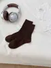 Calcetines retro de mujer hasta la pantorrilla con patrón de rombos calados de Zhuji, calcetines de algodón de malla transpirable para principios de primavera, calcetines de mujer lisos apilables simples