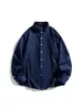 Camisa de otoño para hombre con cuello alto y manga larga, color liso, corte holgado, casual, simple, versátil, estilo ropa de trabajo japonesa