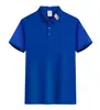 Polo de negocios con cuello en H de algodón seda helada 190g verano simple moda color liso top manga corta solapa camisa polo estampado