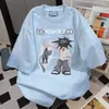 Versión Coreana Camiseta de Manga Corta para Hombre y Mujer 2025 Verano para el Trabajo, Diseño de Nicho, Cuello Redondo, Corte Holgado, Top Versátil para Pareja, Ins