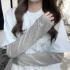Mangas de Proteção Solar de Seda de Gelo Femininas Verão Dirigindo Ciclismo Anti-UV Estendidas Mangas de Gelo Finas Respiráveis Proteção de Braço