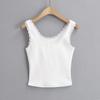 Estilo BM Estilo Femenino Nuevo Top Corto de Chaleco para Mujer Estilo Deseo Puro Verano Encaje Lazo Tirante Top de Uso Exterior