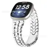Aplicable a la correa de metal para reloj inteligente Fitbit Versa 4, correa de acero de tres eslabones universal delgada para Versa 3