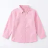 Camisa infantil marrón, camisa de manga larga multicolor para primavera y otoño, top versátil de color liso para niños, uniforme escolar