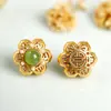 Jade Natural com Contas Espaçadoras Flor da Fortuna, Contas Espaçadoras Vazadas com Furo Passante, Acessórios de Flor de Contas Artesanais DIY