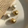 Pendientes de Bola de Arco Esmerilado de Plata de Ley S925 Nalan Estilo Ins Diseño de Lujo Ligero Pendientes Elegantes M03984