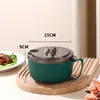 Tazón para Fideos Instantáneos de Acero Inoxidable 304 con Tapa, Tazón Drenable Estilo Japonés, Venta al por Mayor para Cantinas de Residencias Estudiantiles