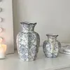 Porcelana Azul e Branca Chinesa de Alto Padrão Vaso Cerâmico Retro para Entrada Decoração de Flores Frescas Hidropônicas para Sala de Estar