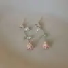 Brincos de Franja Rosa Doce Cool com Pérola Rosa e Zircônia Femininos de Nicho Alto Padrão Temperamento para o Dia a Dia Versáteis Brincos Brincos