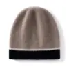 Gorro de punto de cachemira de tres colores estilo coreano para mujer, con orejeras, cálido y grueso, versátil