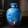 Grifo para Jarra de Vino Hogareño Sellado Botella de Almacenamiento de Vino de Cerámica Jingdezhen 10/20/ 30/25kg Olla Jarra de Vino