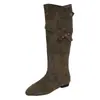 Botas Altas con Hebilla Rodilla Estilo Nuevo Temperamento 2026 No Muy Bajas Adelgazantes Botas Altas Mujer Moda Pantorrilla Ancha Otoño Tacón Punta