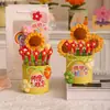 Regalo del Día del Maestro para maestros: ramo creativo, portalápices, juego de girasol tejido a mano, adorno de bolígrafo rojo, pequeño regalo