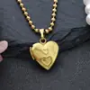 Abierto Foto Cobre Embrión Corazón Forma Caja de Fase Collar Personalidad Creativo Retro Patrón Pequeño Pareja Caja de Fase Colgantes Adornos