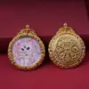 Pingente Tanka de Raposa de Nove Caudas Pintado à Mão com Incrustações de Ouro Liga Tibetana Caixa Gau Pingente Amuleto Budista Ornamento Estilo Chinês