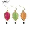 WT-E740 color Piedra Ojo de Gato hexagonal pendientes de gancho pequeños pendientes de ropa lisa para todo tipo de atuendo
